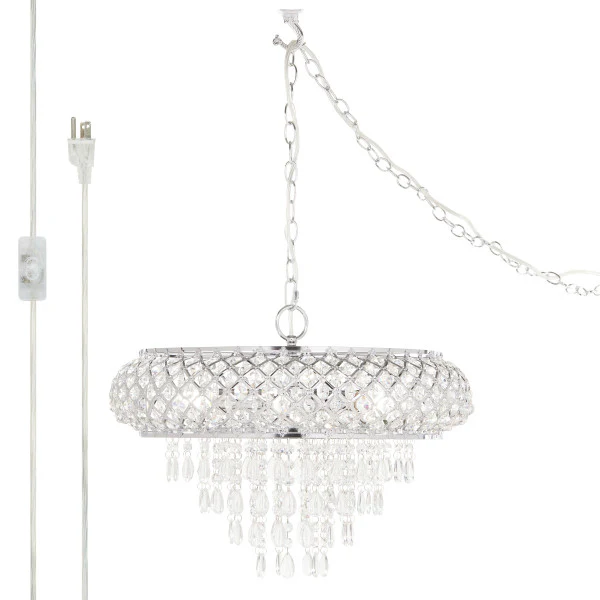 Tiffany-Style Lighting 14.25" Clear & Chrome Tiered Glass Hanging Chandelier - Image 4