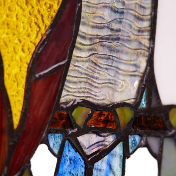 Tiffany-Style Lighting 9.5" Birds in Love Stained Glass Window Panel - Image 4