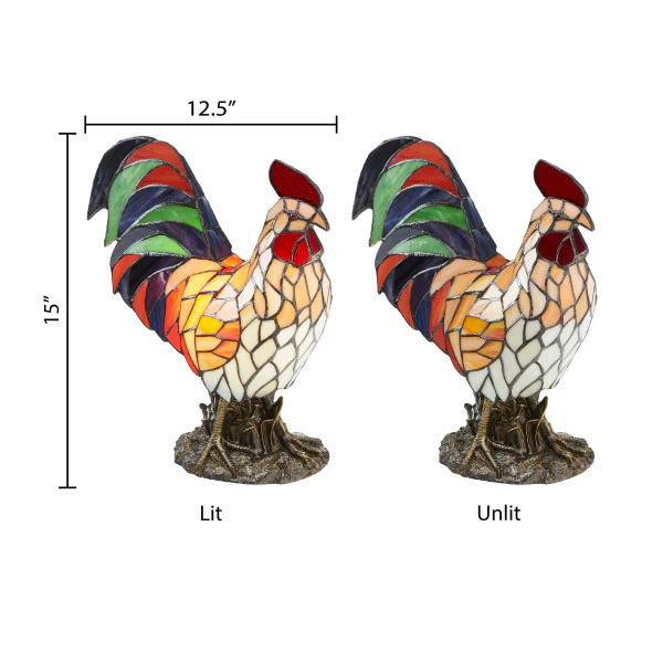 Tiffany-Style Lighting 15" Multicolor Rooster Novelty Accent Lamp - Image 4