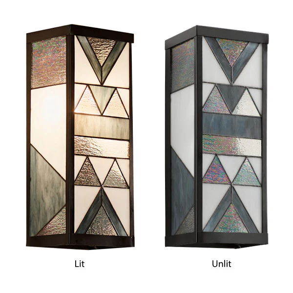 Tiffany-Style Lighting 16.25" 1-Light Rectangular Geometric Stained Glass Outdoor Wall Sconce - Image 6