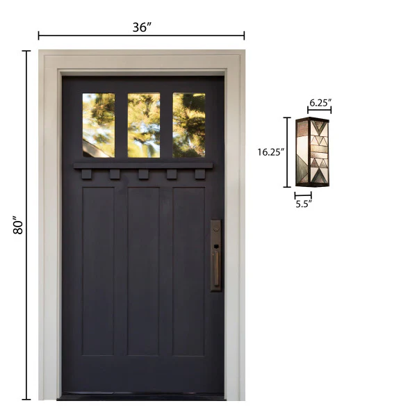 Tiffany-Style Lighting 16.25" 1-Light Rectangular Geometric Stained Glass Outdoor Wall Sconce - Image 7