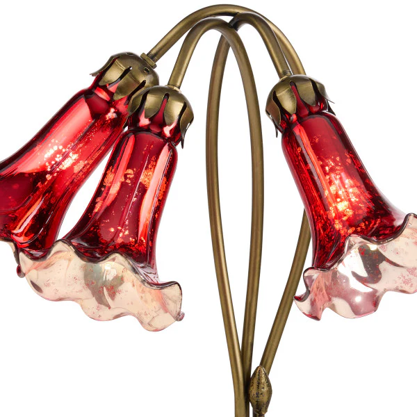 Tiffany-Style Lighting 16" Hand Blown Glass 3 Lily Downlight Table Lamp - Image 3