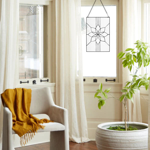 Tiffany-Style Lighting 18" Clear Floral Glass Window Panel - Image 4