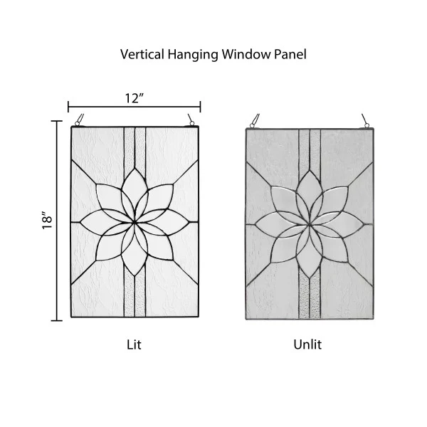 Tiffany-Style Lighting 18" Clear Floral Glass Window Panel - Image 6