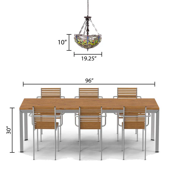 Tiffany-Style Lighting Nancy Adjustable Height Multicolored Stained Glass Hanging Pendant Light - Image 5