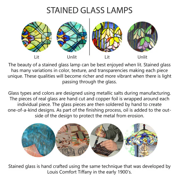 Tiffany-Style Lighting Nancy Adjustable Height Multicolored Stained Glass Hanging Pendant Light - Image 6