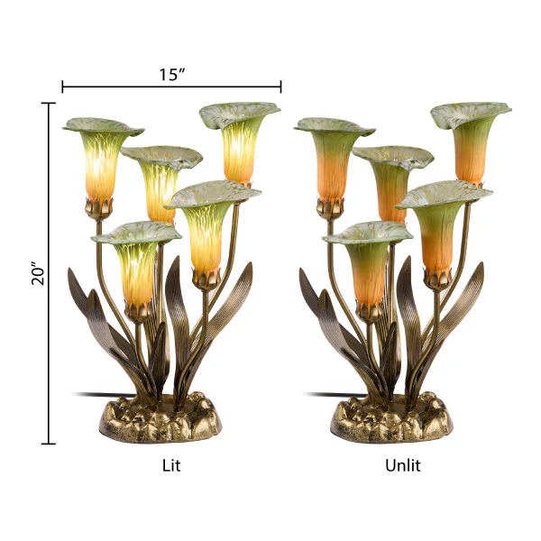 Tiffany-Style Lighting 20" Hand Blown Glass 5 Calla Lily Uplight Accent Lamp - Image 11