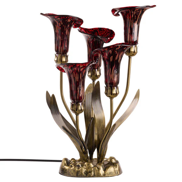 Tiffany-Style Lighting 20" Hand Blown Glass 5 Calla Lily Uplight Accent Lamp - Image 12