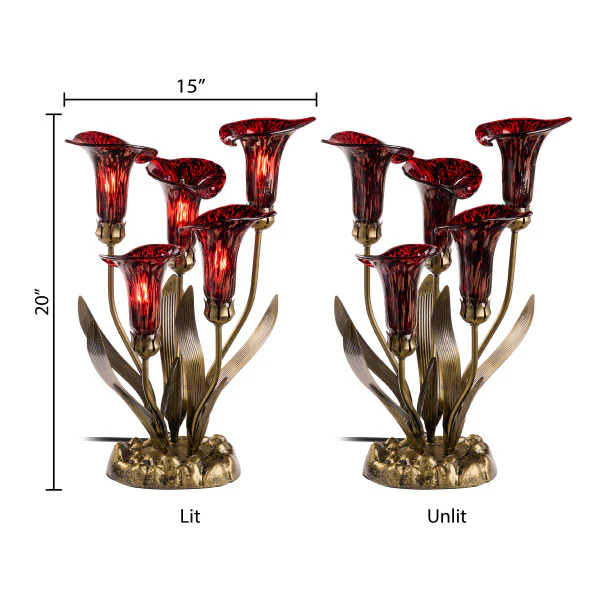 Tiffany-Style Lighting 20" Hand Blown Glass 5 Calla Lily Uplight Accent Lamp - Image 14