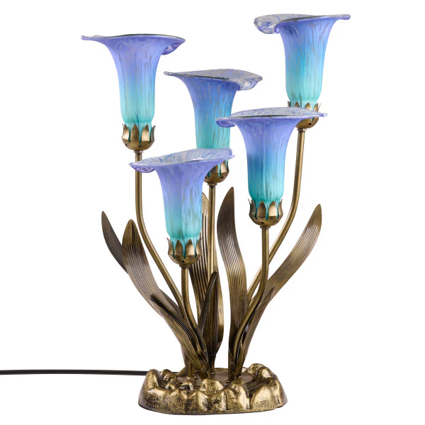 Tiffany-Style Lighting 20" Hand Blown Glass 5 Calla Lily Uplight Accent Lamp - Image 15