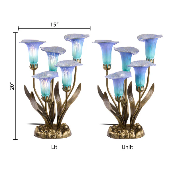 Tiffany-Style Lighting 20" Hand Blown Glass 5 Calla Lily Uplight Accent Lamp - Image 17