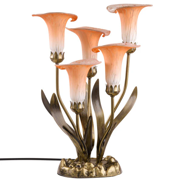 Tiffany-Style Lighting 20" Hand Blown Glass 5 Calla Lily Uplight Accent Lamp - Image 18