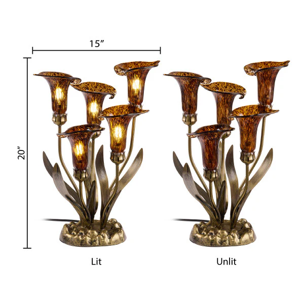 Tiffany-Style Lighting 20" Hand Blown Glass 5 Calla Lily Uplight Accent Lamp - Image 23