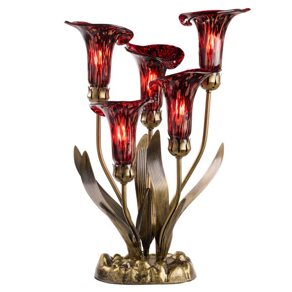 Tiffany-Style Lighting 20" Hand Blown Glass 5 Calla Lily Uplight Accent Lamp - Image 3