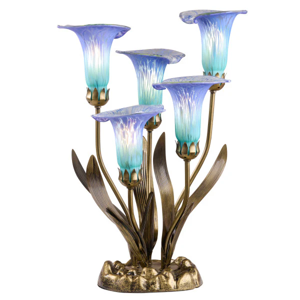 Tiffany-Style Lighting 20" Hand Blown Glass 5 Calla Lily Uplight Accent Lamp - Image 4
