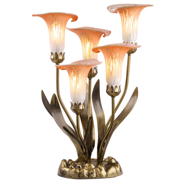 Tiffany-Style Lighting 20" Hand Blown Glass 5 Calla Lily Uplight Accent Lamp - Image 5