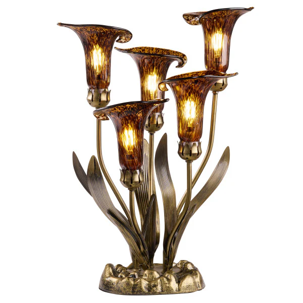 Tiffany-Style Lighting 20" Hand Blown Glass 5 Calla Lily Uplight Accent Lamp - Image 6