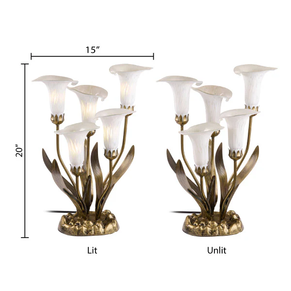 Tiffany-Style Lighting 20" Hand Blown Glass 5 Calla Lily Uplight Accent Lamp - Image 8