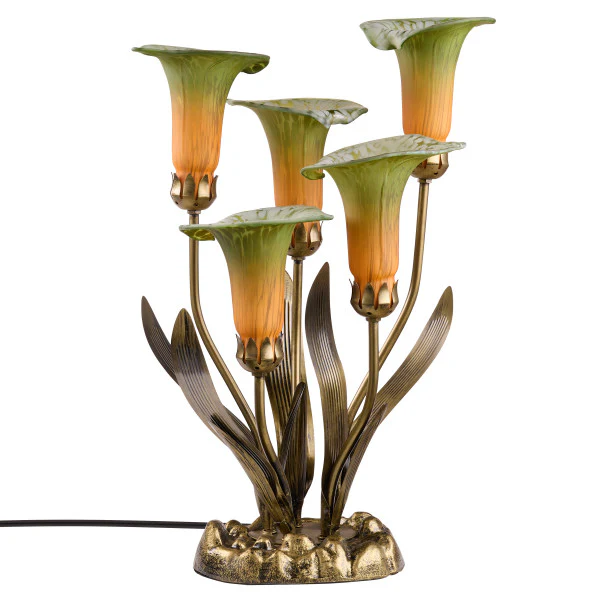 Tiffany-Style Lighting 20" Hand Blown Glass 5 Calla Lily Uplight Accent Lamp - Image 9