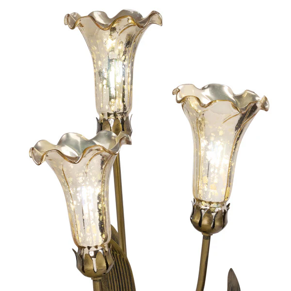 Tiffany-Style Lighting 21.75" Hand Blown Glass 3 Lily Uplight Table Lamp - Image 3
