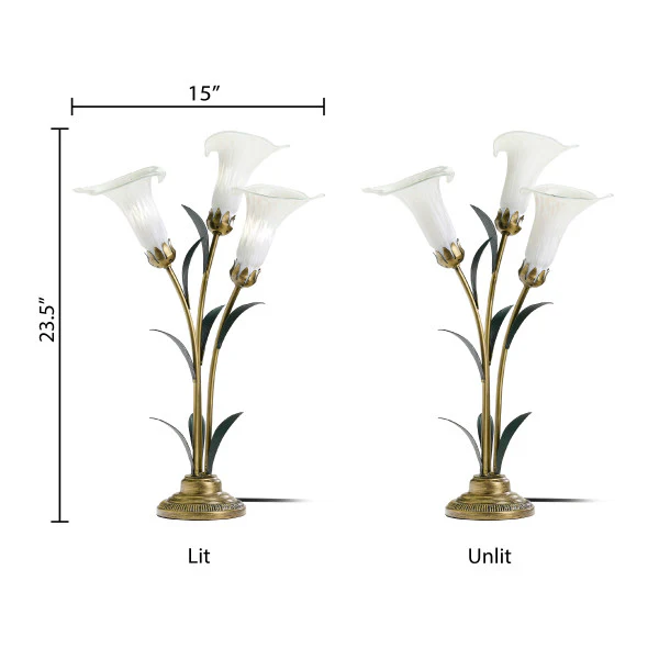 Tiffany-Style Lighting 23.5" Hand Blown Glass 3 Calla Lily Uplight Accent Lamp - Image 12