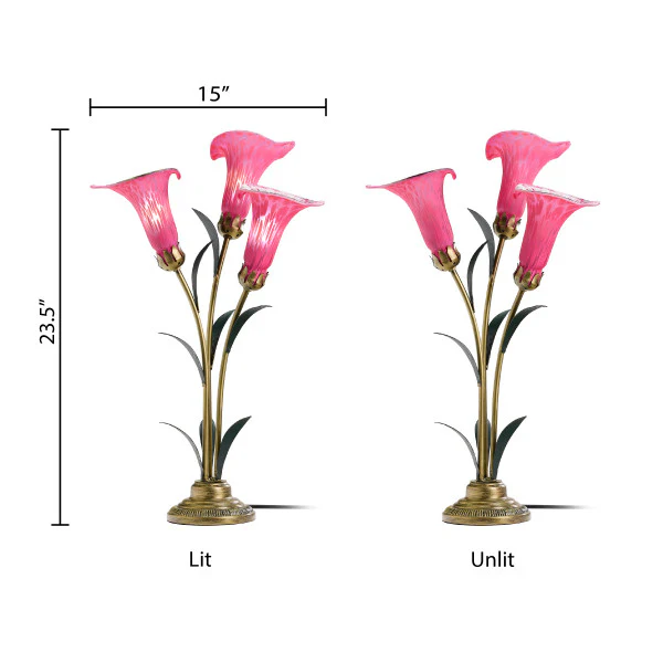 Tiffany-Style Lighting 23.5" Hand Blown Glass 3 Calla Lily Uplight Accent Lamp - Image 15