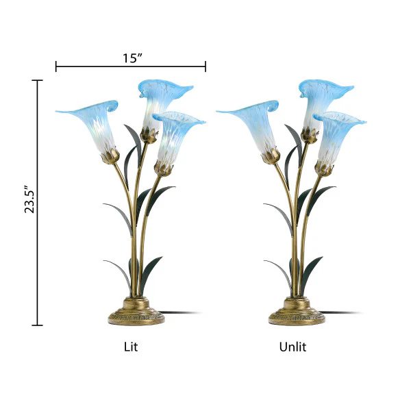 Tiffany-Style Lighting 23.5" Hand Blown Glass 3 Calla Lily Uplight Accent Lamp - Image 18