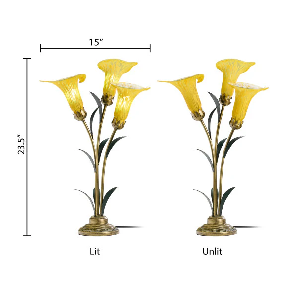 Tiffany-Style Lighting 23.5" Hand Blown Glass 3 Calla Lily Uplight Accent Lamp - Image 21