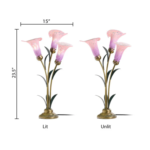 Tiffany-Style Lighting 23.5" Hand Blown Glass 3 Calla Lily Uplight Accent Lamp - Image 9