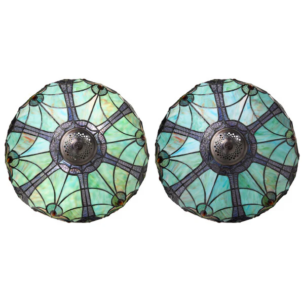Tiffany-Style Lighting 24.5" Halston Double Lit Bowl Shade Stained Glass Table Lamp - Image 11