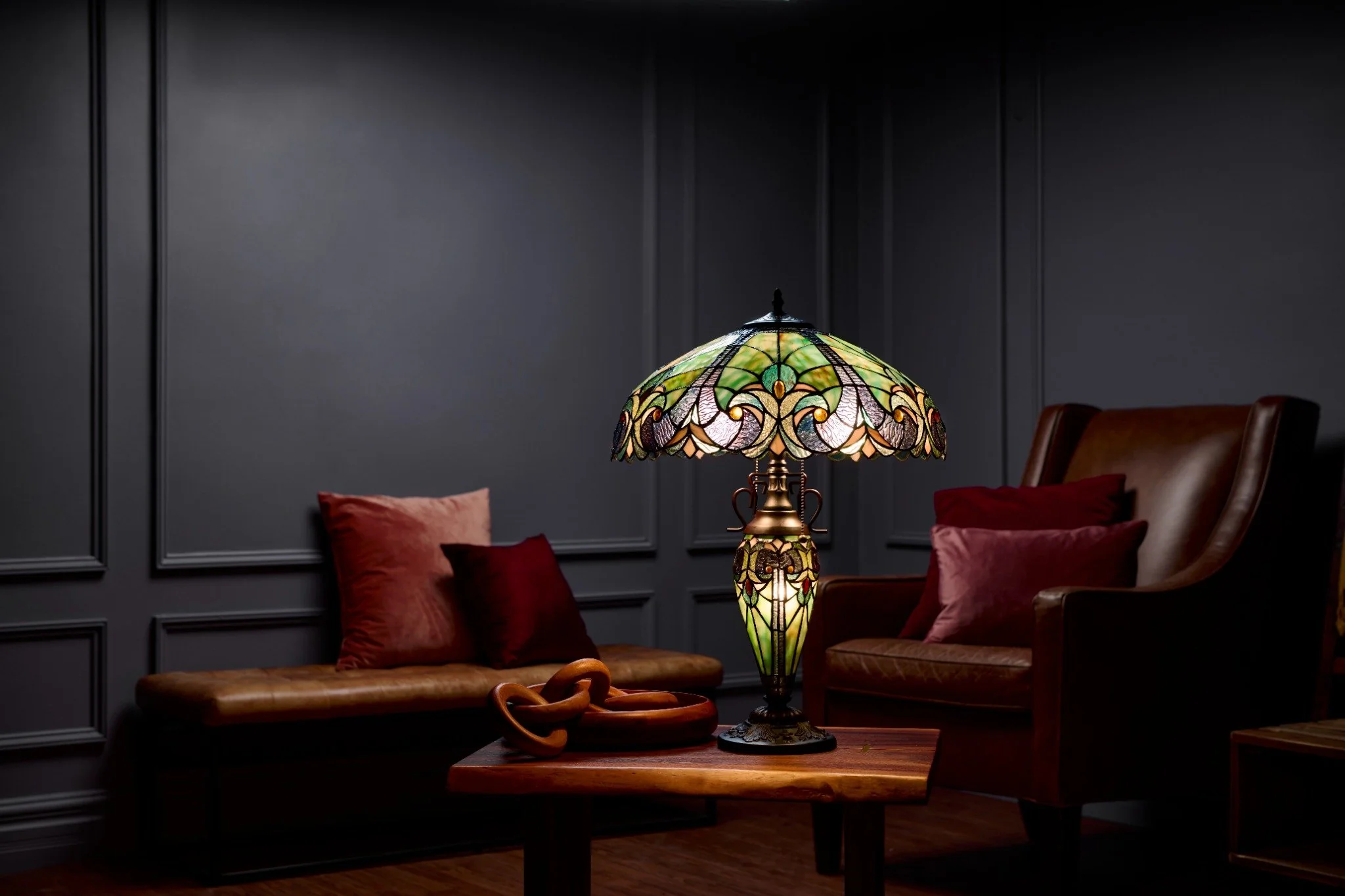 Tiffany-Style Lighting 24.5" Halston Double Lit Bowl Shade Stained Glass Table Lamp - Image 18