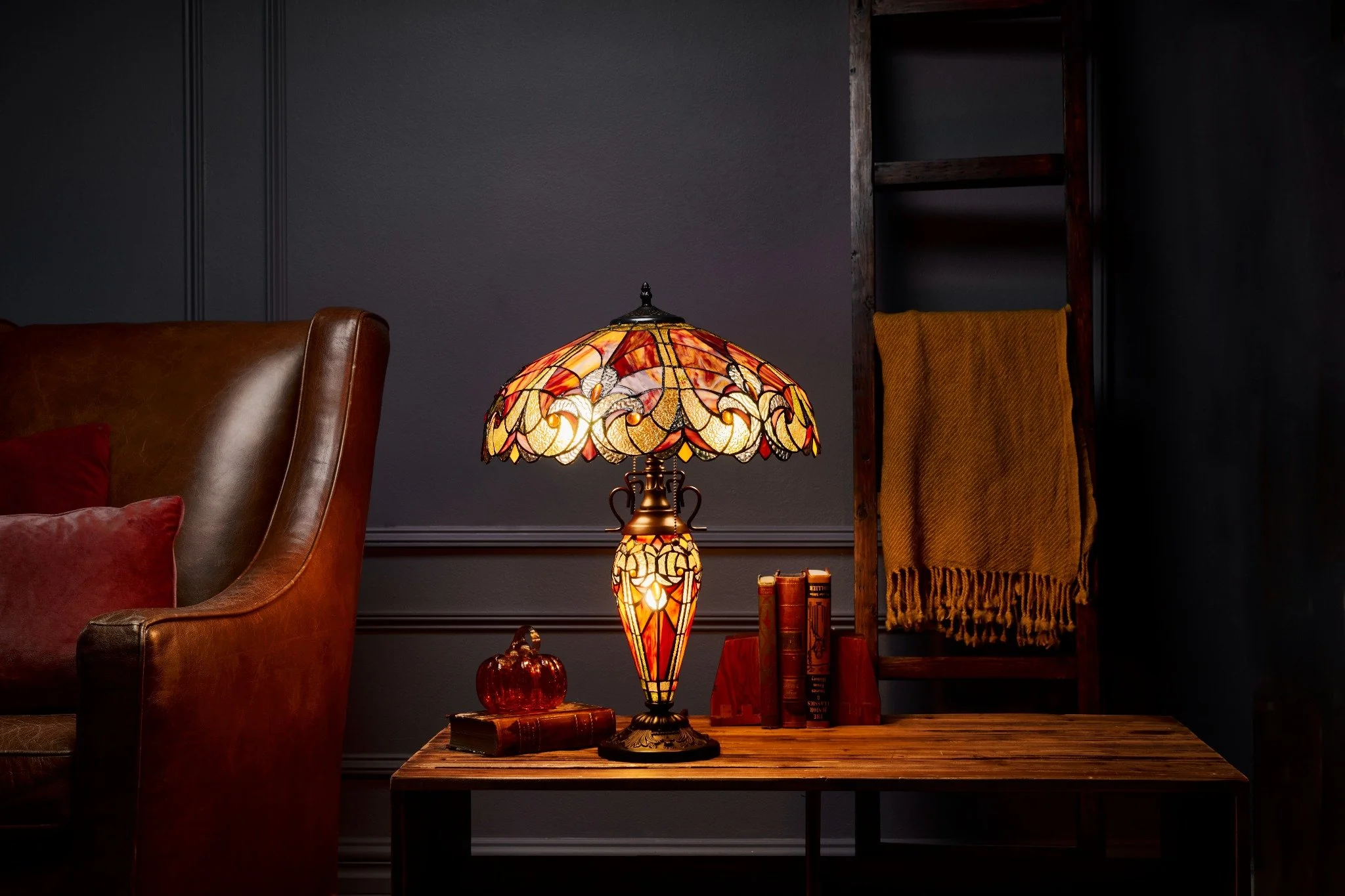 Tiffany-Style Lighting 24.5" Halston Double Lit Bowl Shade Stained Glass Table Lamp - Image 19