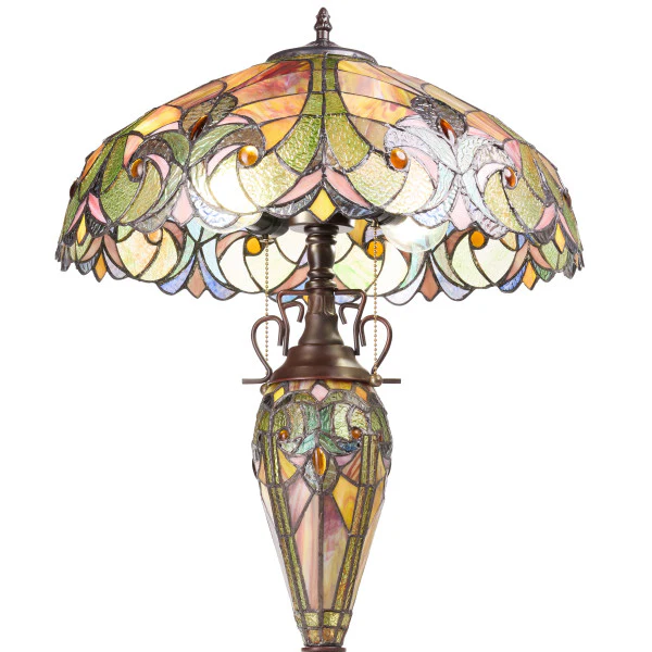 Tiffany-Style Lighting 24.5" Halston Double Lit Bowl Shade Stained Glass Table Lamp - Image 7