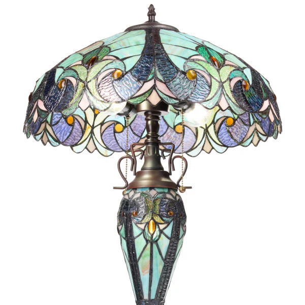 Tiffany-Style Lighting 24.5" Halston Double Lit Bowl Shade Stained Glass Table Lamp - Image 8