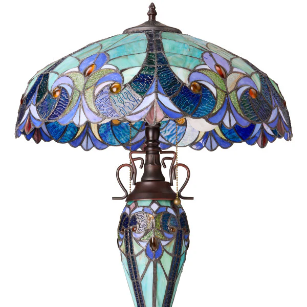 Tiffany-Style Lighting 24.5" Halston Double Lit Bowl Shade Stained Glass Table Lamp - Image 9
