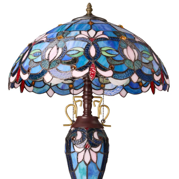 Tiffany-Style Lighting 24.5" Victorian Double Lit Stained Glass Table Lamp - Image 10