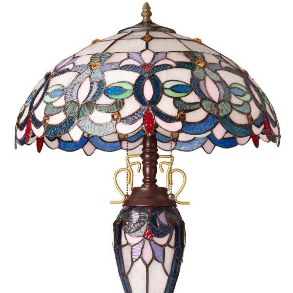 Tiffany-Style Lighting 24.5" Victorian Double Lit Stained Glass Table Lamp - Image 11