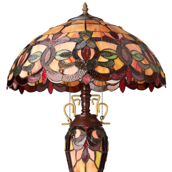 Tiffany-Style Lighting 24.5" Victorian Double Lit Stained Glass Table Lamp - Image 12