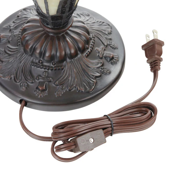 Tiffany-Style Lighting 24.5 Halston Amber Double Lit Stained Glass Urn Table Lamp - Image 6