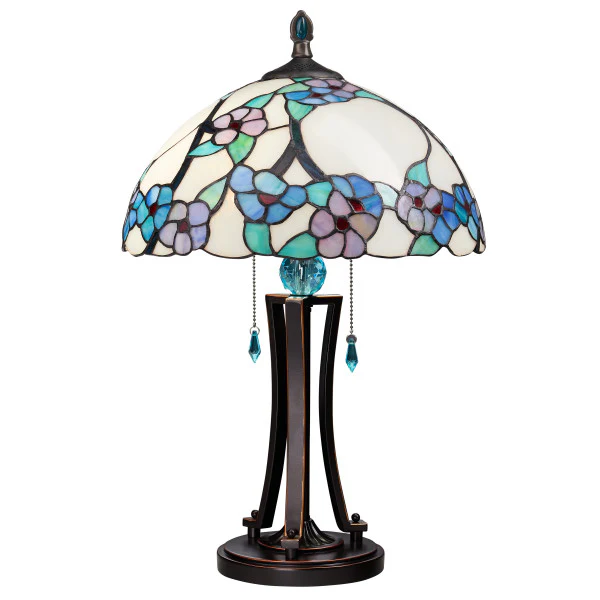 Tiffany-Style Lighting 24.75" Tula Bowl Shade Stained Glass Table Lamp - Image 11