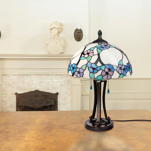 Tiffany-Style Lighting 24.75" Tula Bowl Shade Stained Glass Table Lamp - Image 15
