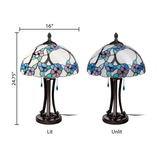 Tiffany-Style Lighting 24.75" Tula Bowl Shade Stained Glass Table Lamp - Image 18