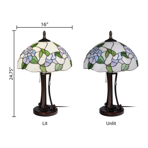 Tiffany-Style Lighting 24.75" Tula Bowl Shade Stained Glass Table Lamp - Image 9