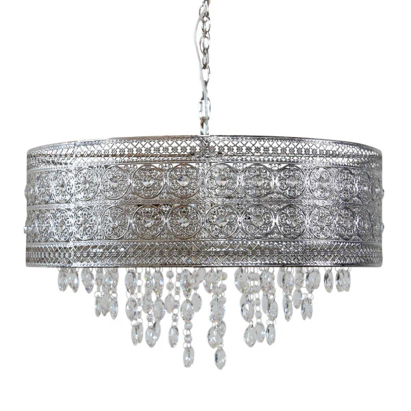 Tiffany-Style Lighting 24" Brielle Polished Nickel & Crystal 3-Light Chandelier - Image 3