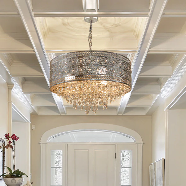 Tiffany-Style Lighting 24" Brielle Polished Nickel & Crystal 3-Light Chandelier - Image 5