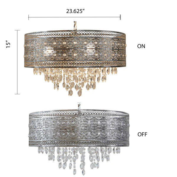 Tiffany-Style Lighting 24" Brielle Polished Nickel & Crystal 3-Light Chandelier - Image 7