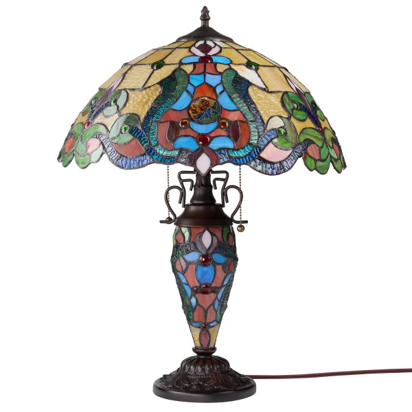 Tiffany-Style Lighting 24" Margaret Double Lit Stained Glass Table Lamp - Image 3