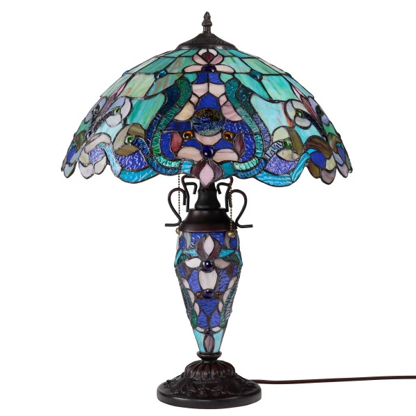 Tiffany-Style Lighting 24" Margaret Double Lit Stained Glass Table Lamp - Image 4