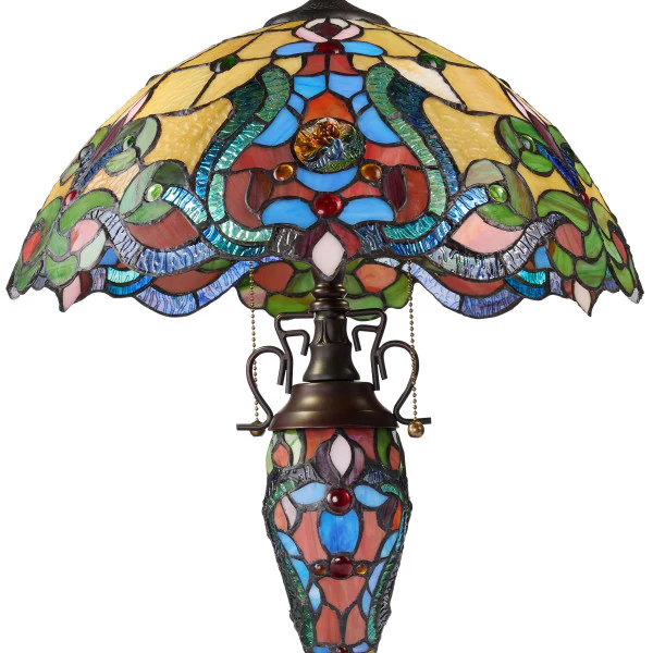 Tiffany-Style Lighting 24" Margaret Double Lit Stained Glass Table Lamp - Image 5