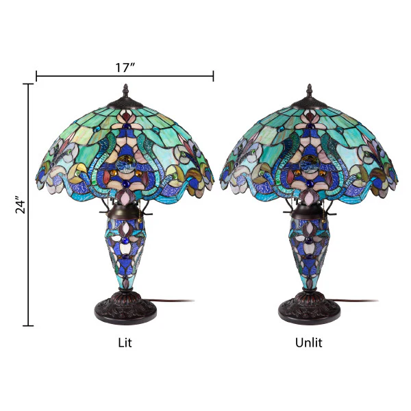 Tiffany-Style Lighting 24" Margaret Double Lit Stained Glass Table Lamp - Image 8